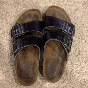 Metallic Blue Size 38 Birkenstocks Sandals